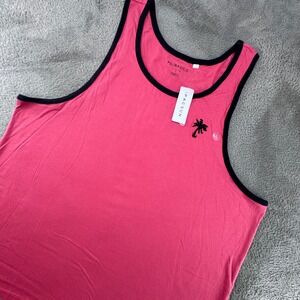 PacSun PS/Basics Mens Pink Palm Tree Ringer Tank Top Large NWT 542639